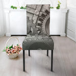 Steampunk Metal Gears Print Dining Chair Slipcover