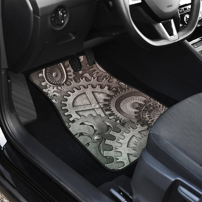 Steampunk Metal Gears Print Front Car Floor Mats