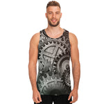Steampunk Metal Gears Print Men's Tank Top