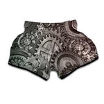 Steampunk Metal Gears Print Muay Thai Boxing Shorts