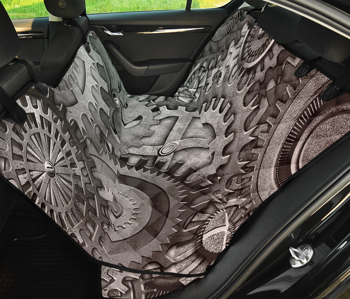 Steampunk Metal Gears Print Pet Car Back Seat Cover