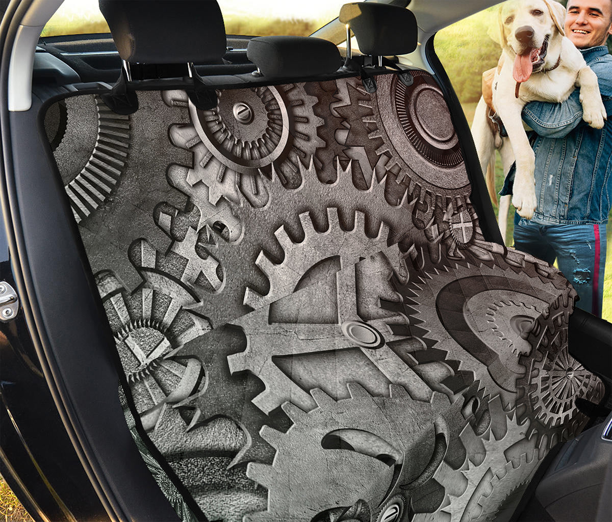 Steampunk Metal Gears Print Pet Car Back Seat Cover