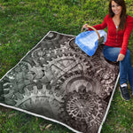 Steampunk Metal Gears Print Quilt