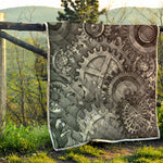 Steampunk Metal Gears Print Quilt
