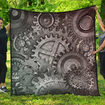 Steampunk Metal Gears Print Quilt