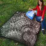 Steampunk Metal Gears Print Quilt