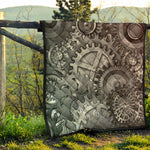 Steampunk Metal Gears Print Quilt