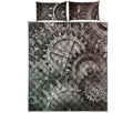 Steampunk Metal Gears Print Quilt Bed Set