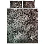 Steampunk Metal Gears Print Quilt Bed Set