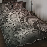 Steampunk Metal Gears Print Quilt Bed Set