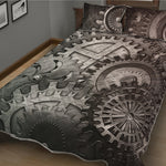 Steampunk Metal Gears Print Quilt Bed Set