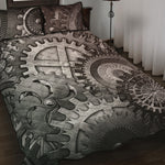 Steampunk Metal Gears Print Quilt Bed Set