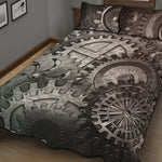 Steampunk Metal Gears Print Quilt Bed Set