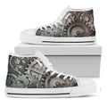 Steampunk Metal Gears Print White High Top Sneakers