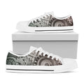 Steampunk Metal Gears Print White Low Top Sneakers