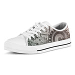 Steampunk Metal Gears Print White Low Top Shoes