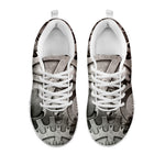 Steampunk Metal Gears Print White Sneakers