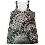 Steampunk Metal Gears Print Women's Racerback Tank Top