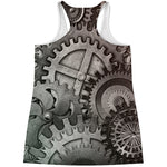 Steampunk Metal Gears Print Women's Racerback Tank Top