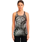 Steampunk Metal Gears Print Women's Racerback Tank Top