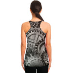 Steampunk Metal Gears Print Women's Racerback Tank Top