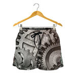 Steampunk Metal Gears Print Women's Shorts
