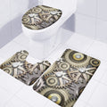 Steampunk Metallic Gears Print 3 Piece Bath Mat Set