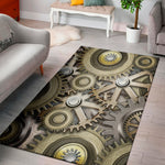 Steampunk Metallic Gears Print Area Rug