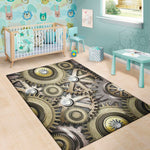 Steampunk Metallic Gears Print Area Rug
