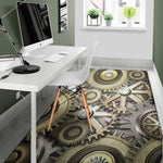 Steampunk Metallic Gears Print Area Rug