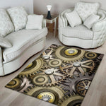 Steampunk Metallic Gears Print Area Rug