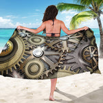 Steampunk Metallic Gears Print Beach Sarong Wrap