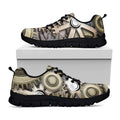 Steampunk Metallic Gears Print Black Running Shoes