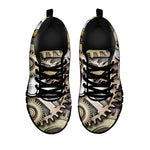 Steampunk Metallic Gears Print Black Sneakers