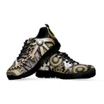Steampunk Metallic Gears Print Black Sneakers