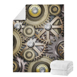 Steampunk Metallic Gears Print Blanket