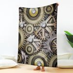Steampunk Metallic Gears Print Blanket