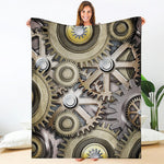 Steampunk Metallic Gears Print Blanket