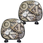 Steampunk Metallic Gears Print Car Headrest Covers