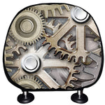 Steampunk Metallic Gears Print Car Headrest Covers