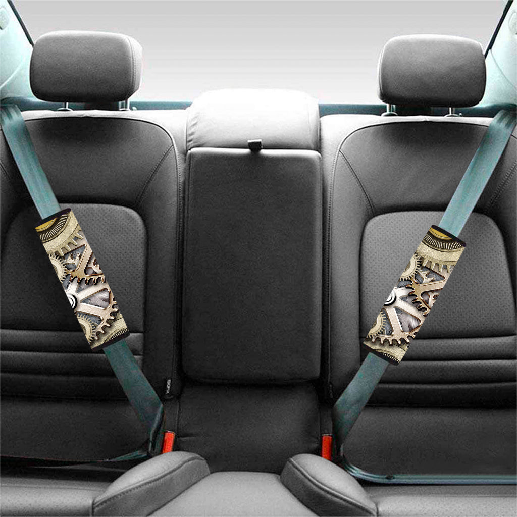 Steampunk Metallic Gears Print Car Seat Belt Covers