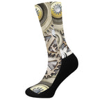 Steampunk Metallic Gears Print Crew Socks