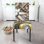 Steampunk Metallic Gears Print Dining Chair Slipcover