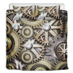 Steampunk Metallic Gears Print Duvet Cover Bedding Set