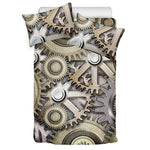 Steampunk Metallic Gears Print Duvet Cover Bedding Set