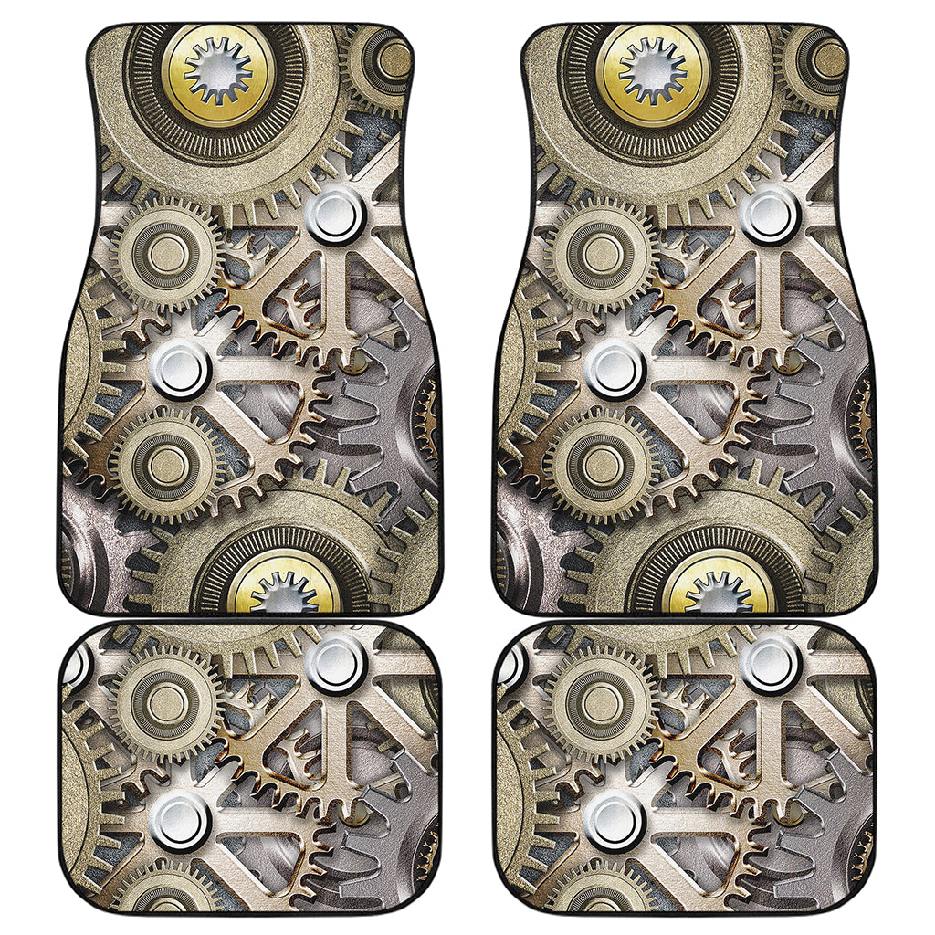 Steampunk Metallic Gears Print Front and Back Car Floor Mats