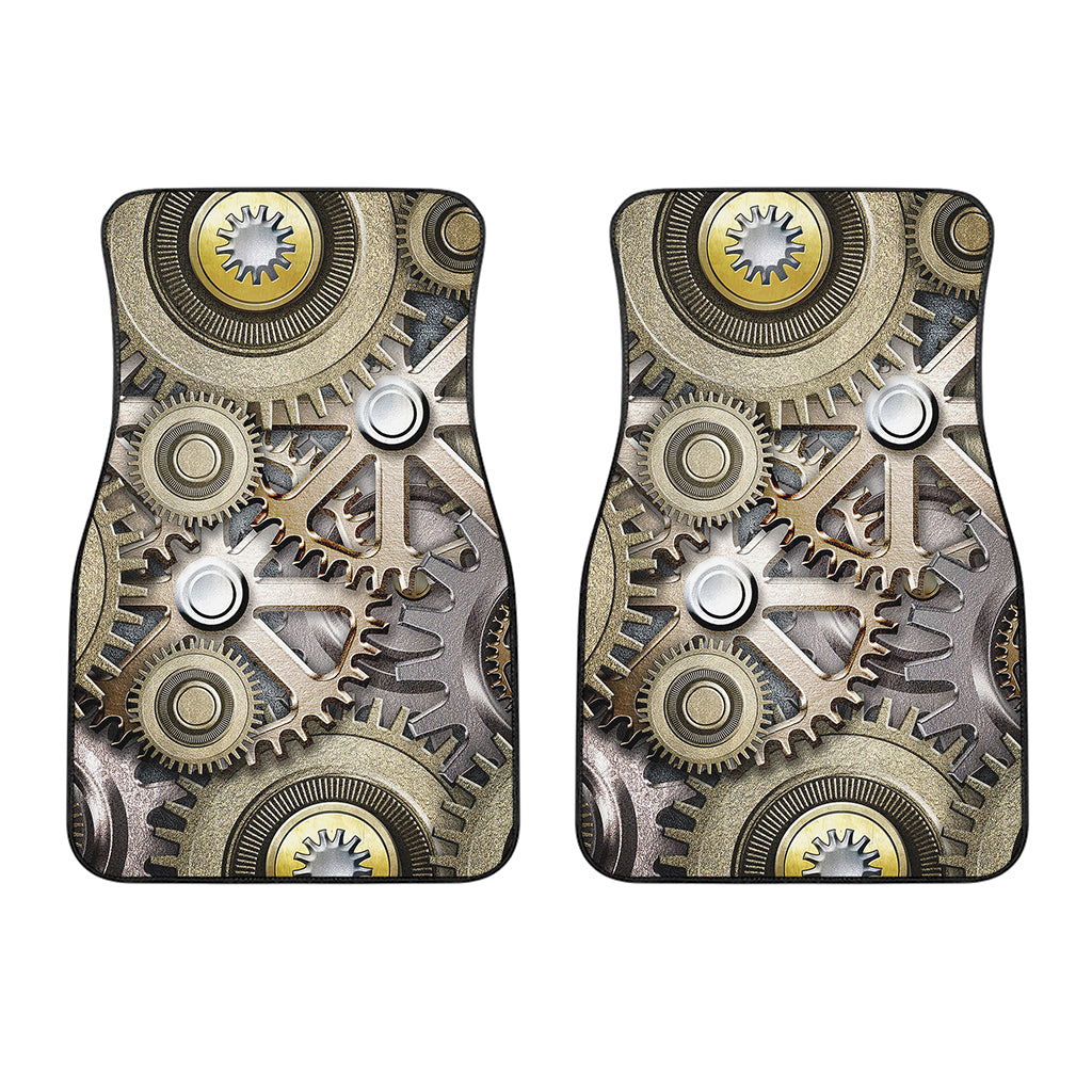Steampunk Metallic Gears Print Front Car Floor Mats