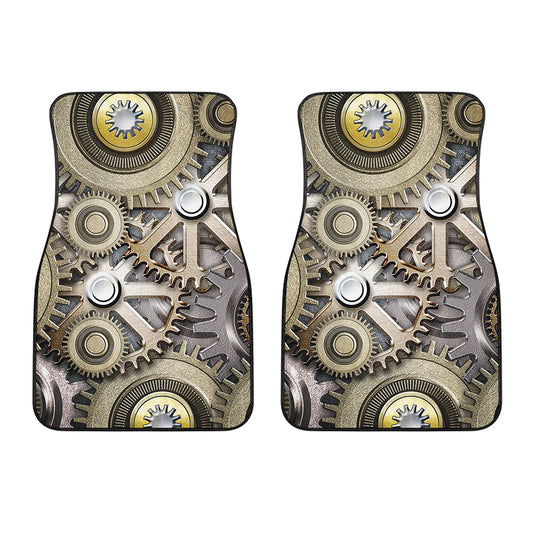 Steampunk Metallic Gears Print Front Car Floor Mats