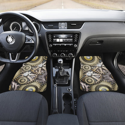 Steampunk Metallic Gears Print Front Car Floor Mats