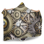 Steampunk Metallic Gears Print Hooded Blanket
